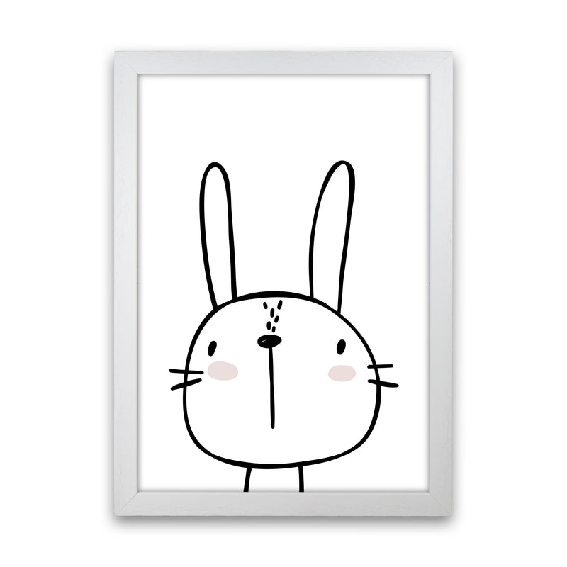 White Bunny Modern Print, Animal Art Print White Grain