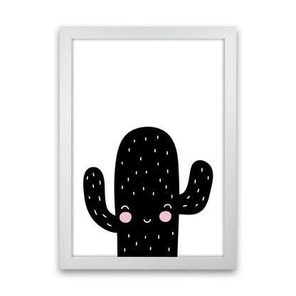 Black Scandi Cactus Modern Print, Framed Botanical & Nature Art Print White Grain