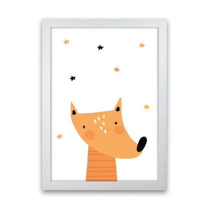 Scandi Fox Framed Nursey Wall Art Print White Grain
