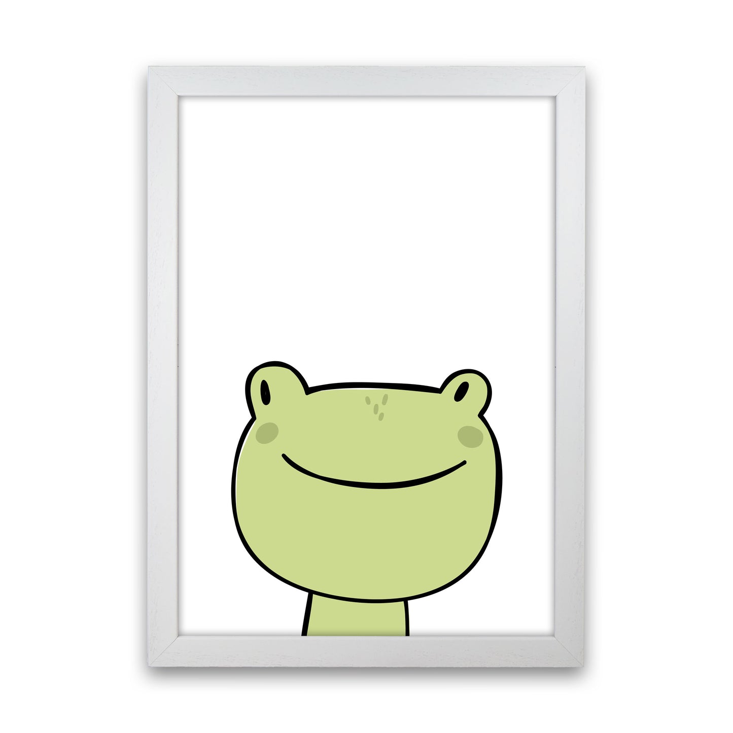 Scandi Frog Framed Nursey Wall Art Print White Grain