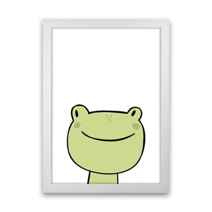 Scandi Frog Framed Nursey Wall Art Print White Grain