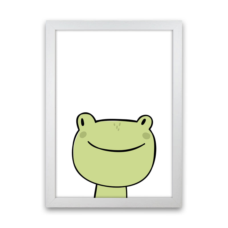 Scandi Frog Framed Nursey Wall Art Print White Grain