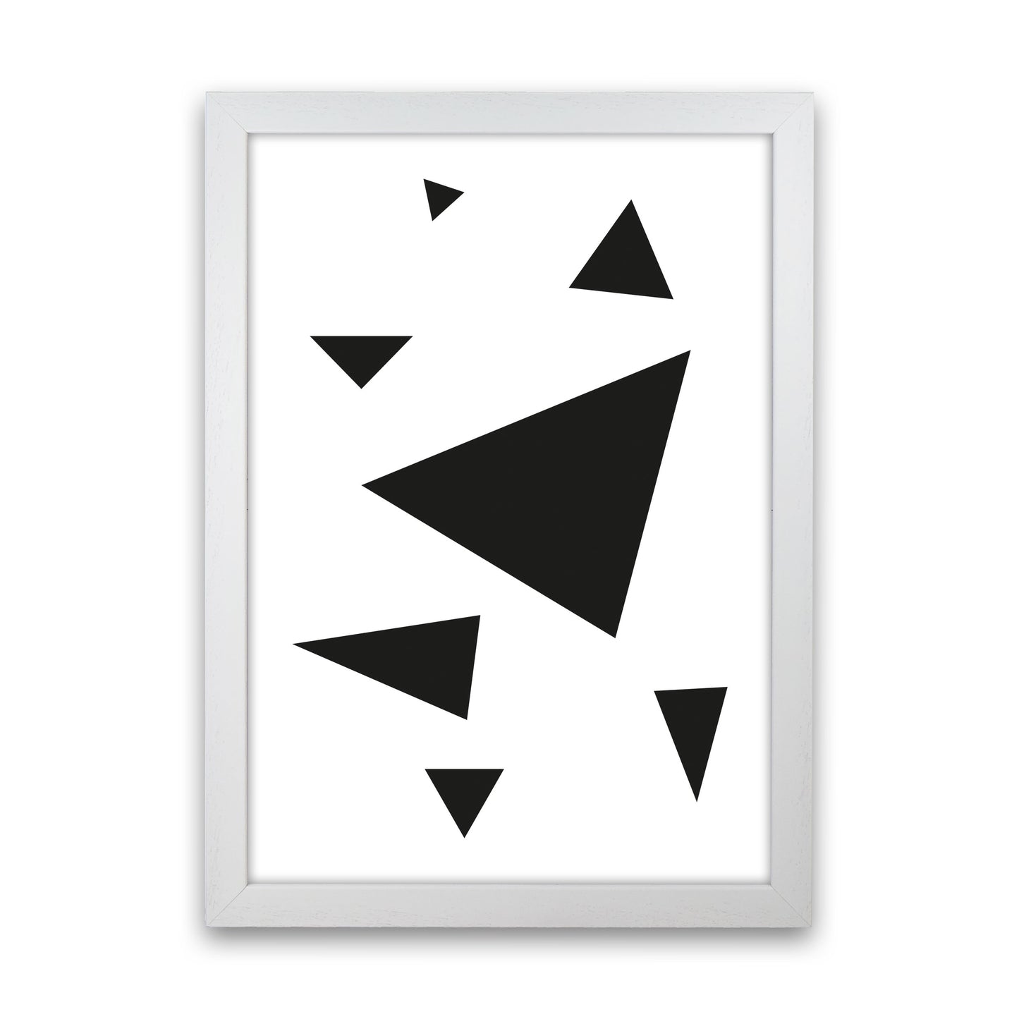 Black Abstract Triangles Modern Print White Grain
