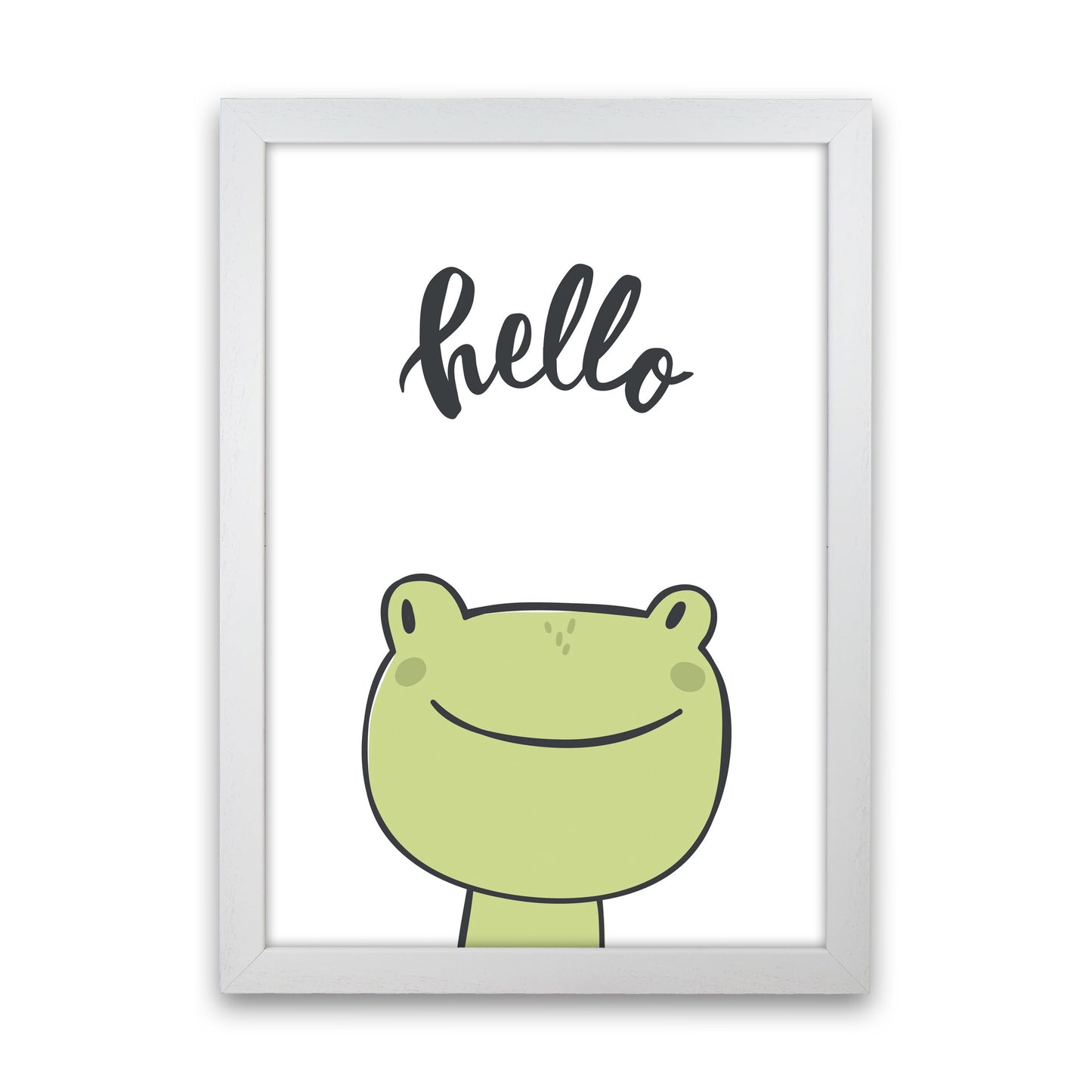 Hello Frog Modern Print Animal Art Print White Grain
