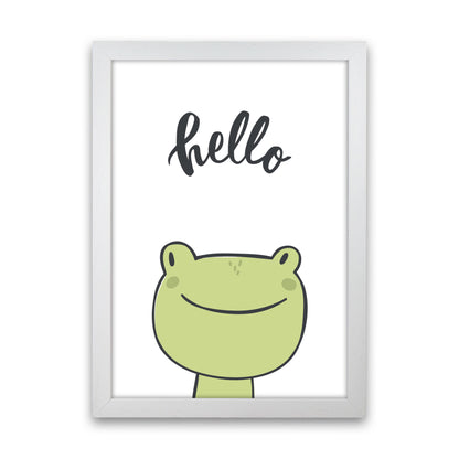 Hello Frog Modern Print Animal Art Print White Grain