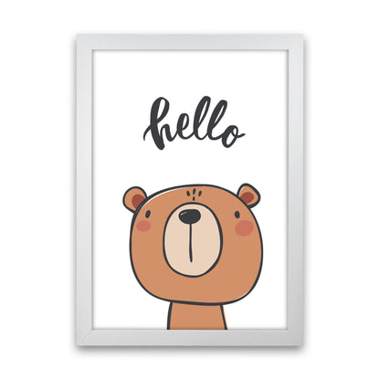 Hello Bear Modern Print Animal Art Print White Grain
