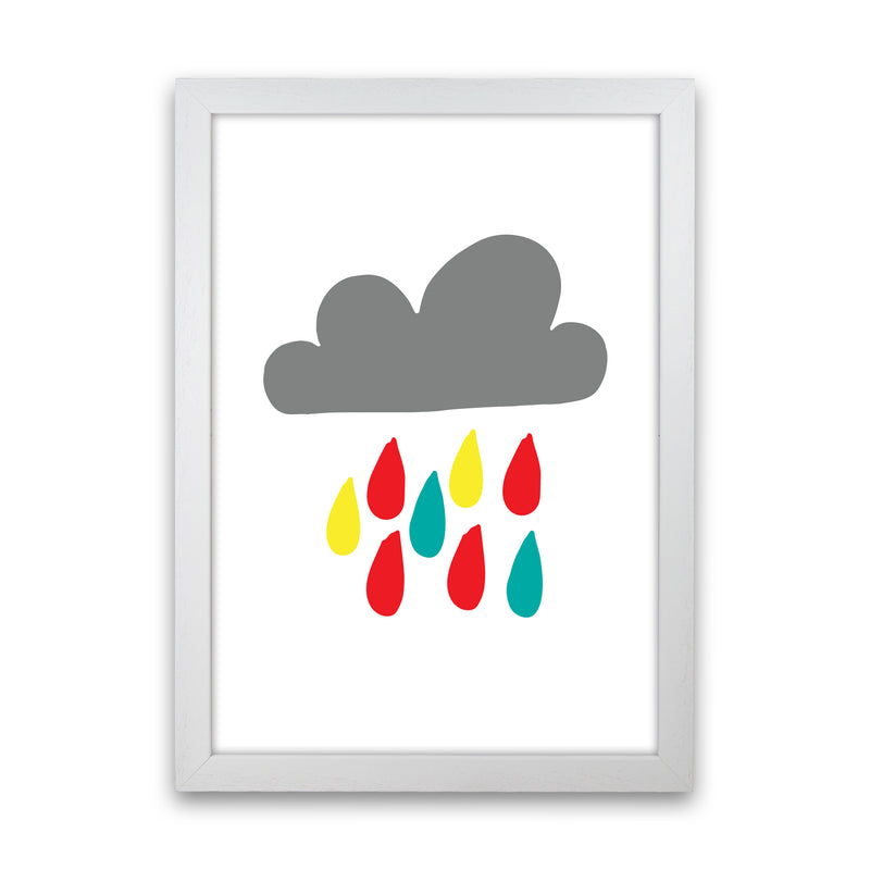 Grey Rain Cloud Framed Nursey Wall Art Print White Grain