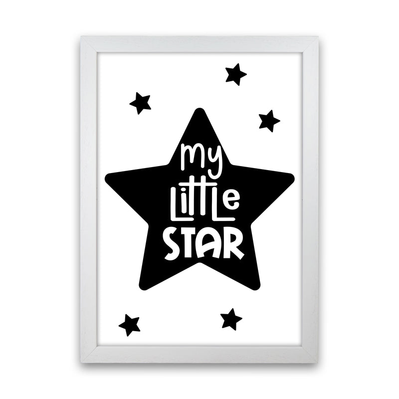 My Little Star Black Framed Nursey Wall Art Print White Grain