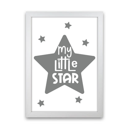 My Little Star Grey Framed Nursey Wall Art Print White Grain