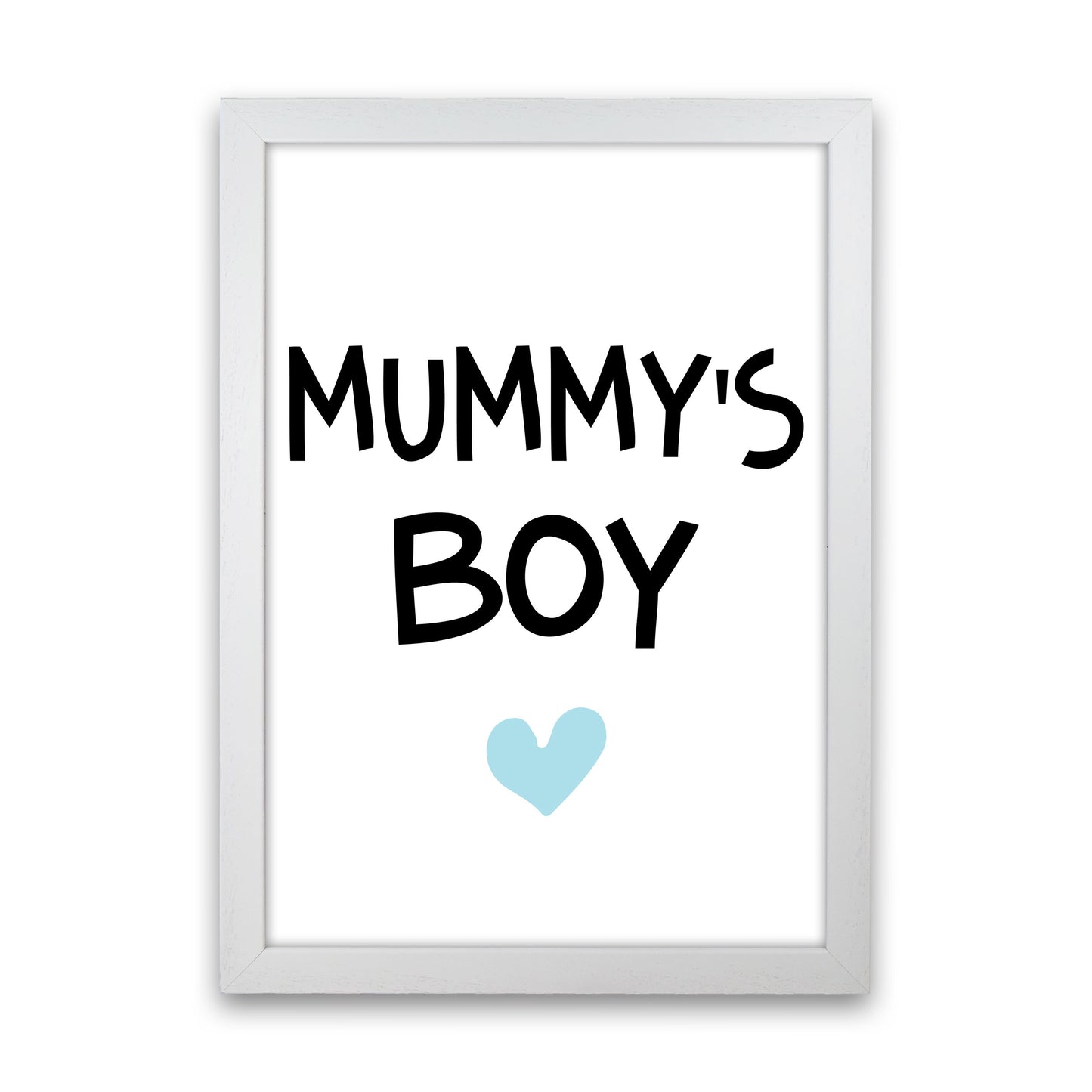 Mummy&#39;s Boy Blue Framed Nursey Wall Art Print White Grain