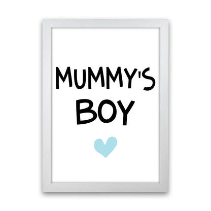 Mummy&#39;s Boy Blue Framed Nursey Wall Art Print White Grain