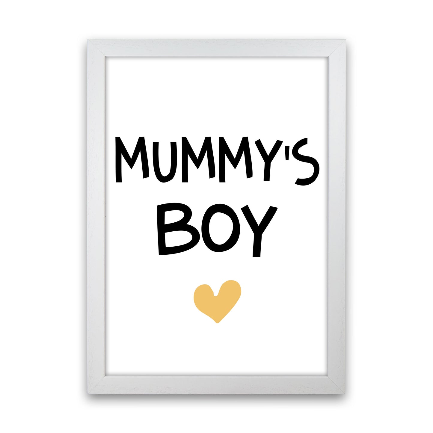Mummy&#39;s Boy Mustard Framed Nursey Wall Art Print White Grain