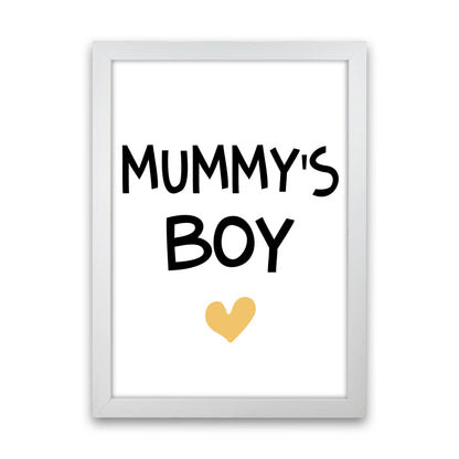 Mummy&#39;s Boy Mustard Framed Nursey Wall Art Print White Grain