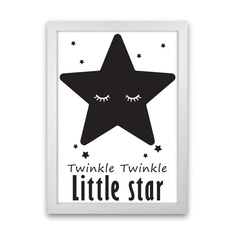 Twinkle Twinkle Little Star Framed Nursey Wall Art Print White Grain