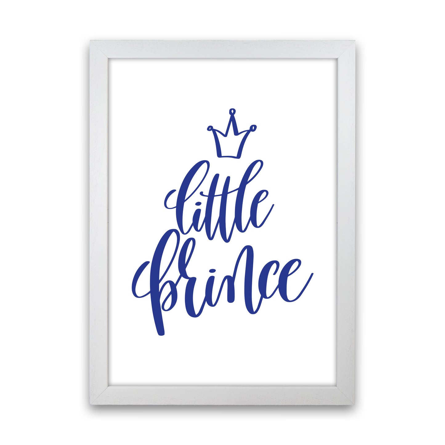 Little Prince Navy Framed Nursey Wall Art Print White Grain
