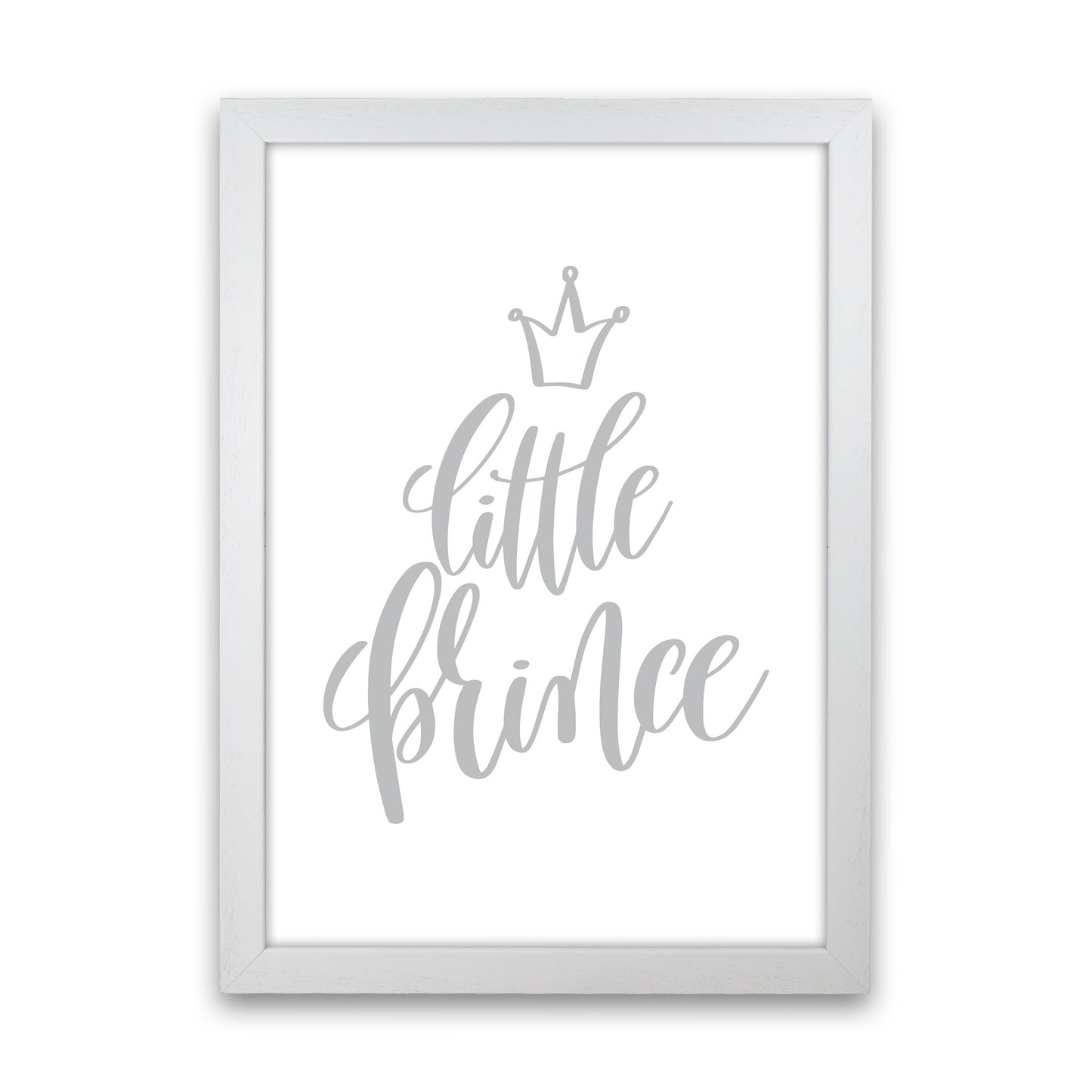 Little Prince Grey Framed Nursey Wall Art Print White Grain
