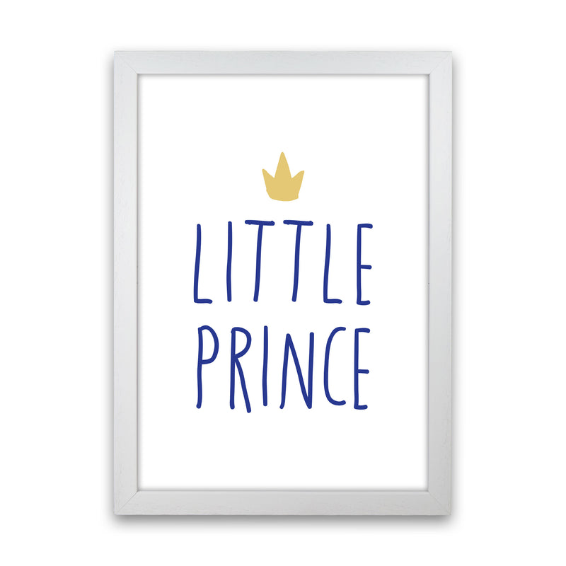 Little Prince Navy And Gold Framed Nursey Wall Art Print White Grain