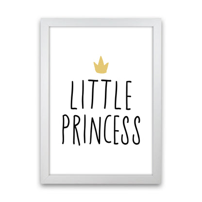 Little Princess Black And Gold Framed Nursey Wall Art Print White Grain