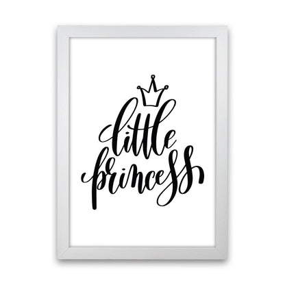 Little Princess Black Framed Nursey Wall Art Print White Grain