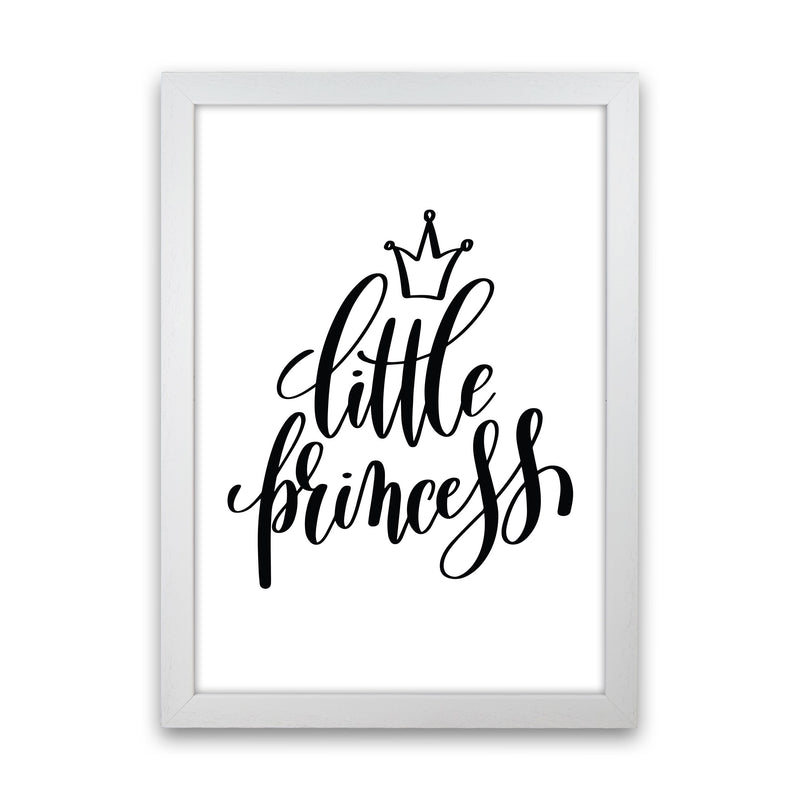 Little Princess Black Framed Nursey Wall Art Print White Grain