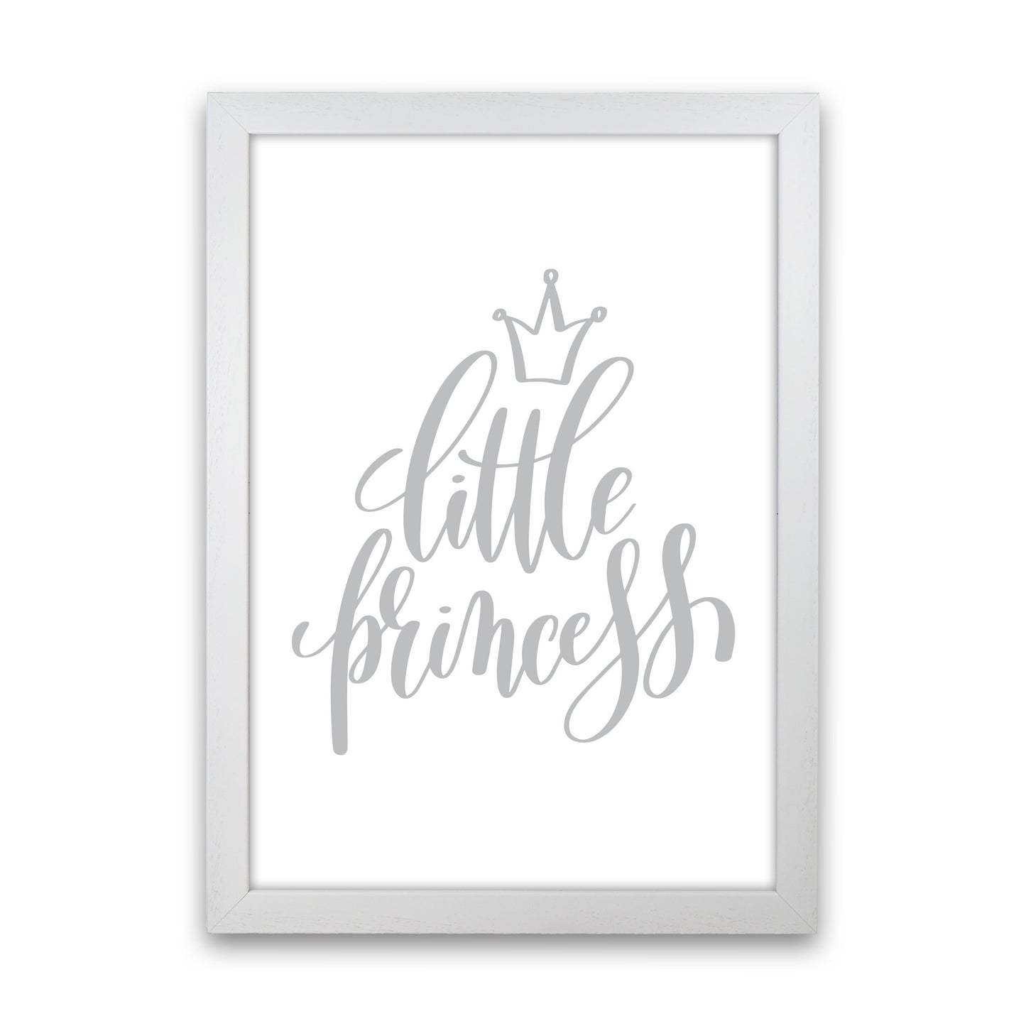 Little Princess Grey Framed Nursey Wall Art Print White Grain