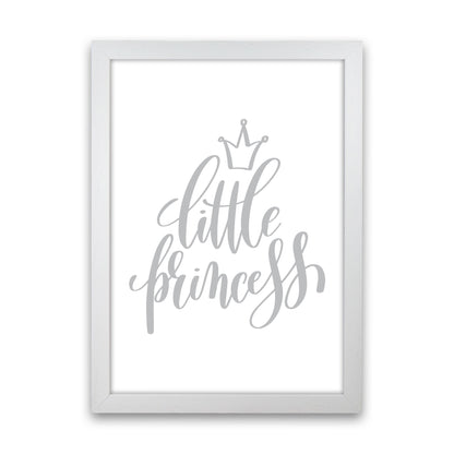 Little Princess Grey Framed Nursey Wall Art Print White Grain