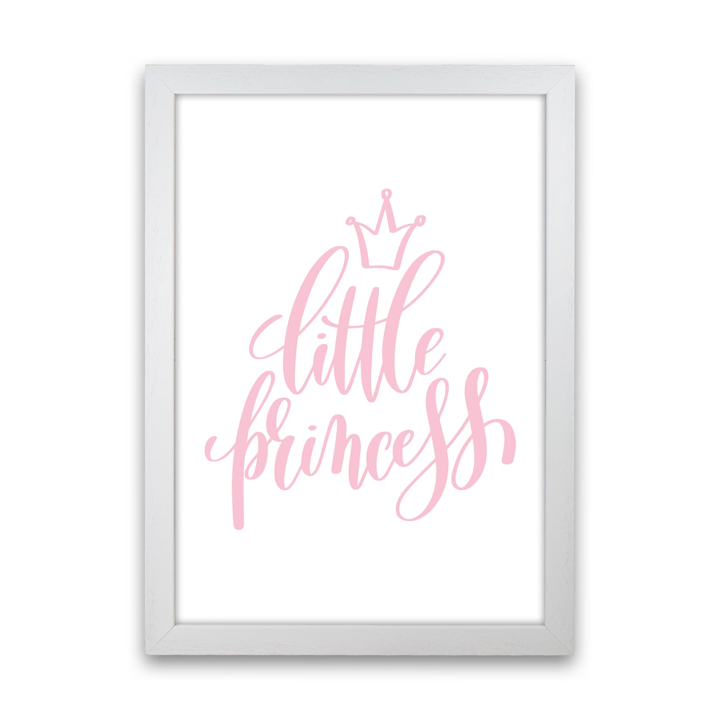 Little Princess Pink Framed Nursey Wall Art Print White Grain