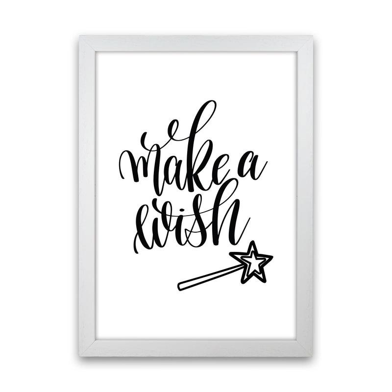 Make A Wish Black Framed Typography Wall Art Print White Grain