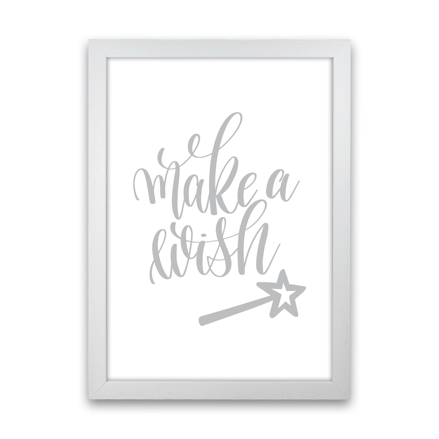 Make A Wish Grey Framed Typography Wall Art Print White Grain