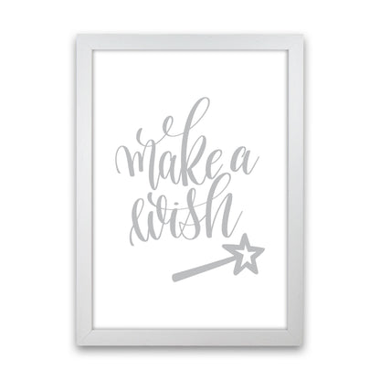 Make A Wish Grey Framed Typography Wall Art Print White Grain
