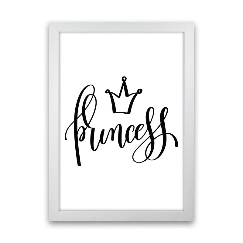 Princess Black Framed Nursey Wall Art Print White Grain