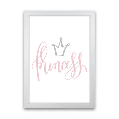 Princess Pink And Grey Framed Nursey Wall Art Print White Grain