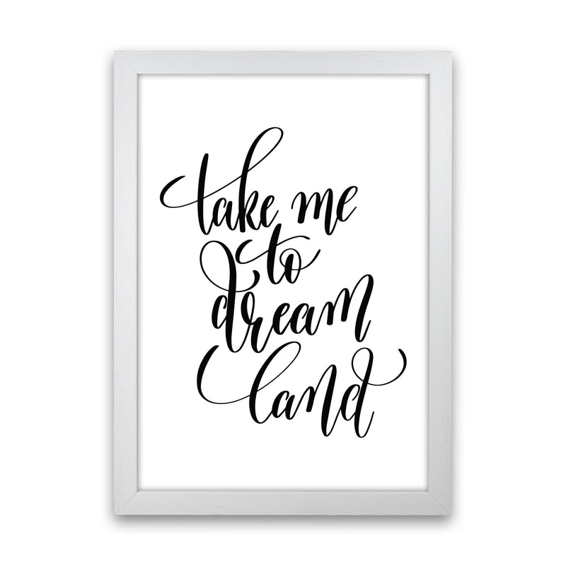 Take Me To Dream Land Black Modern Print White Grain