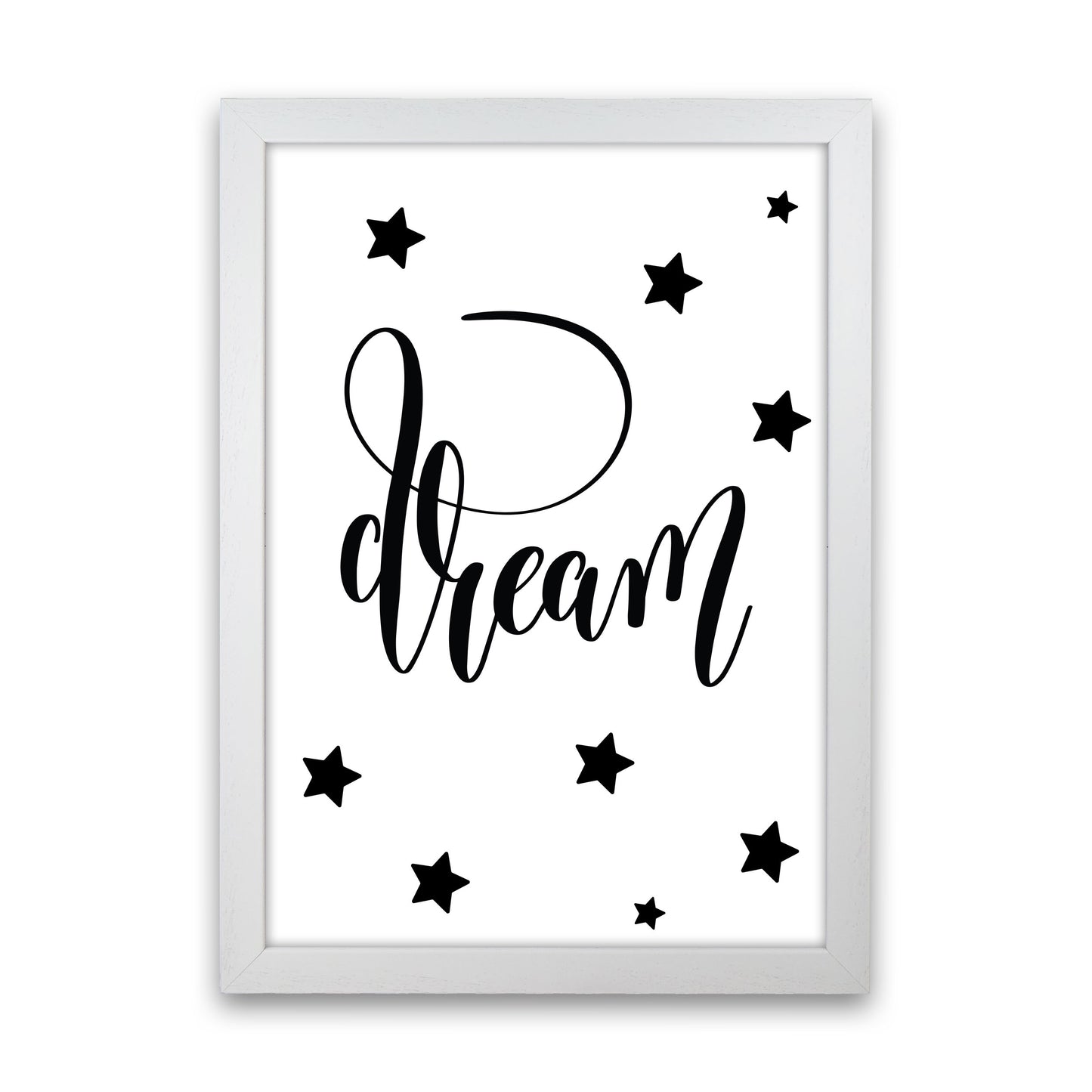 Dream Black Framed Typography Wall Art Print White Grain