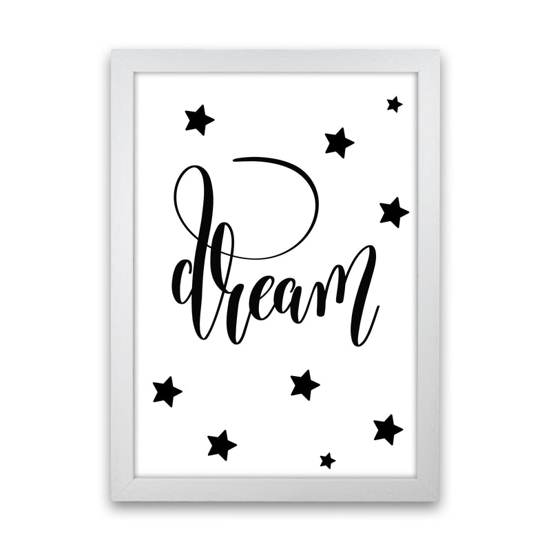 Dream Black Framed Typography Wall Art Print White Grain