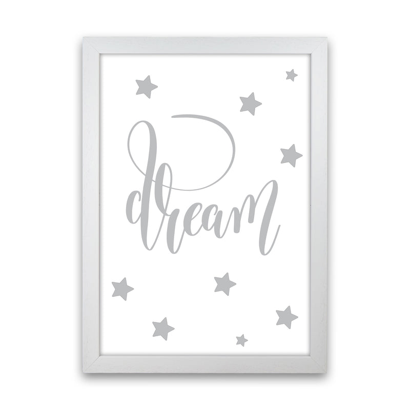 Dream Grey Framed Typography Wall Art Print White Grain