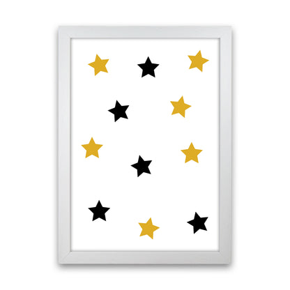 Mustard And Black Stars Modern Print White Grain