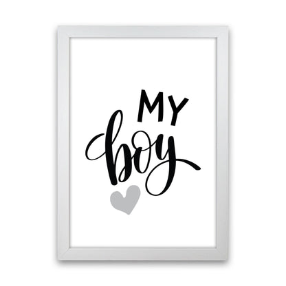 My Boy Black Framed Nursey Wall Art Print White Grain