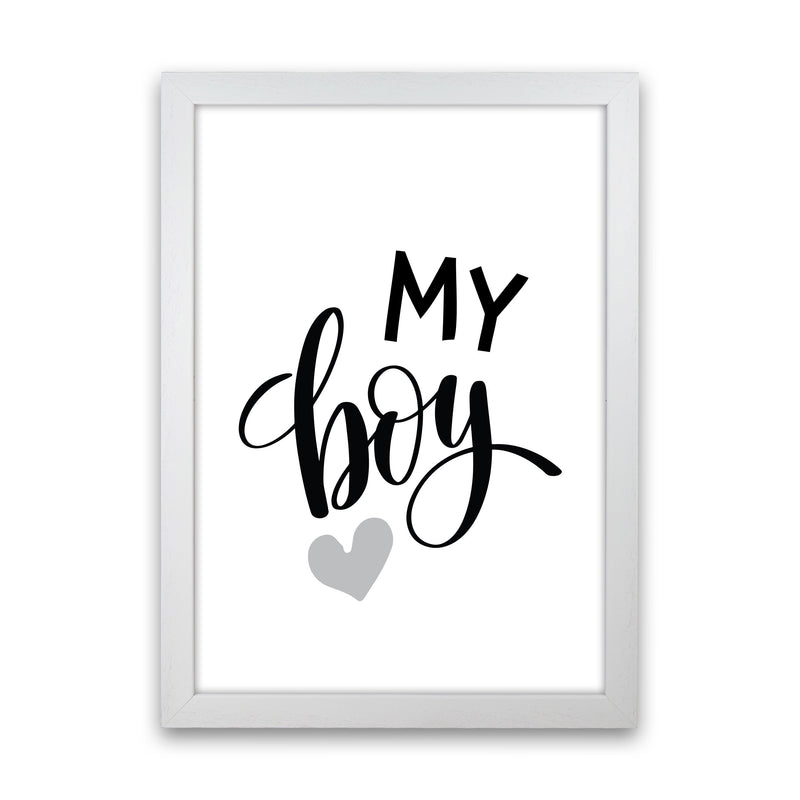 My Boy Black Framed Nursey Wall Art Print White Grain