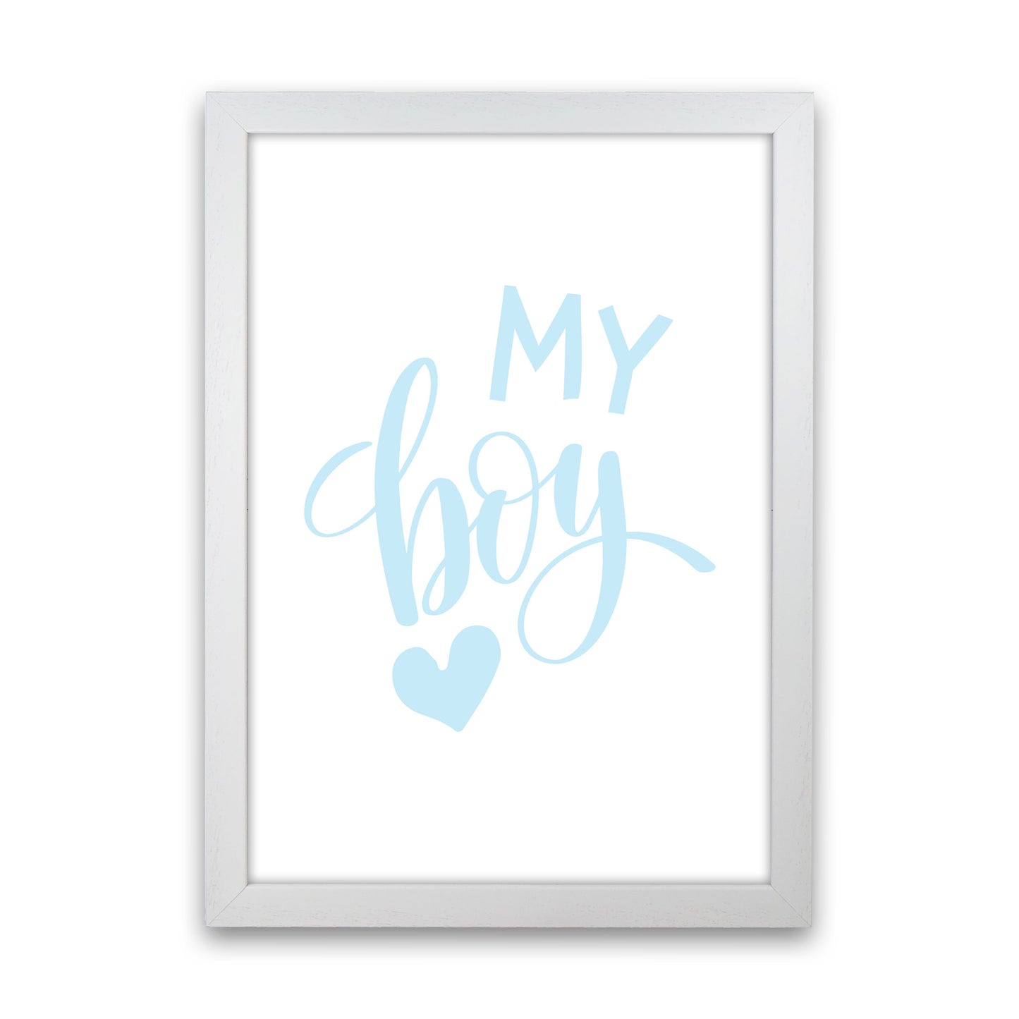 My Boy Blue Framed Nursey Wall Art Print White Grain
