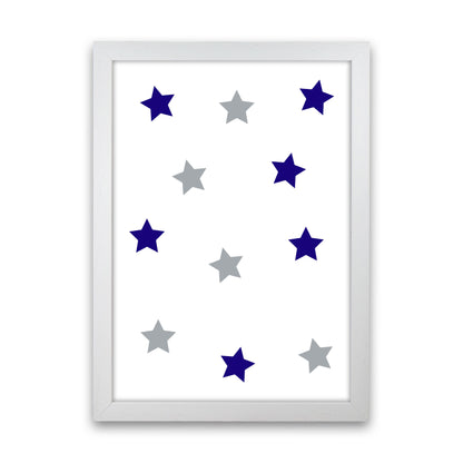 Navy And Grey Stars Modern Print White Grain