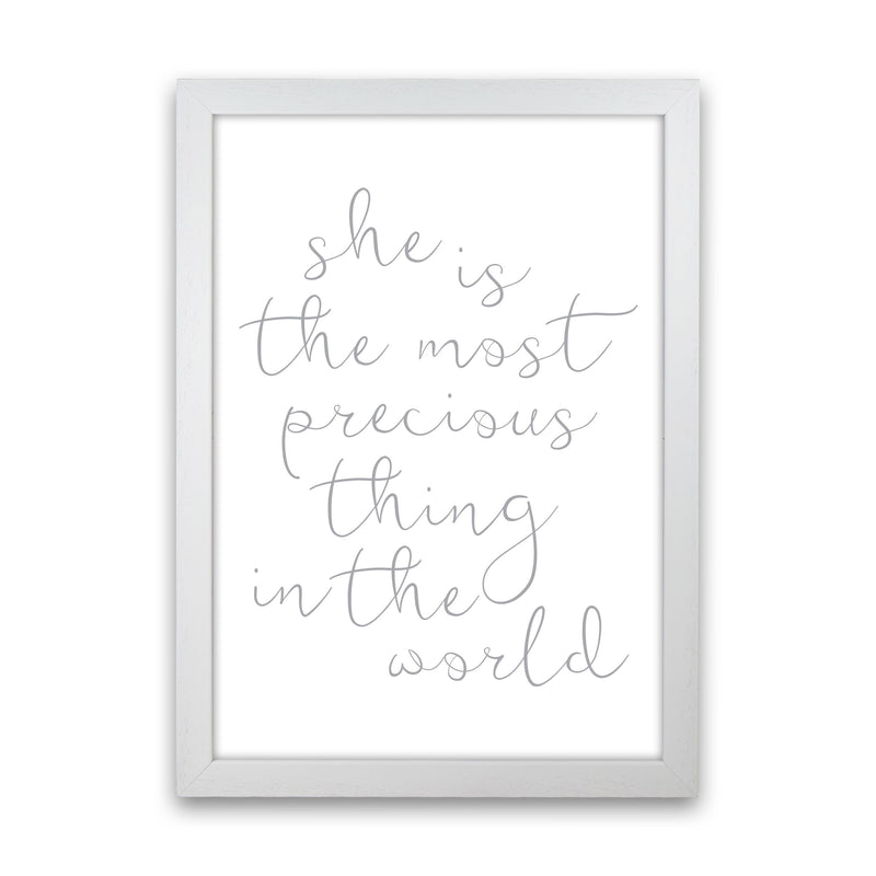 She Is The Most Precious Thing Grey Modern Print White Grain