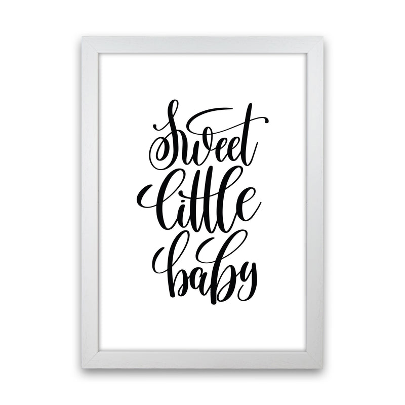 Sweet Little Baby Black Framed Nursey Wall Art Print White Grain