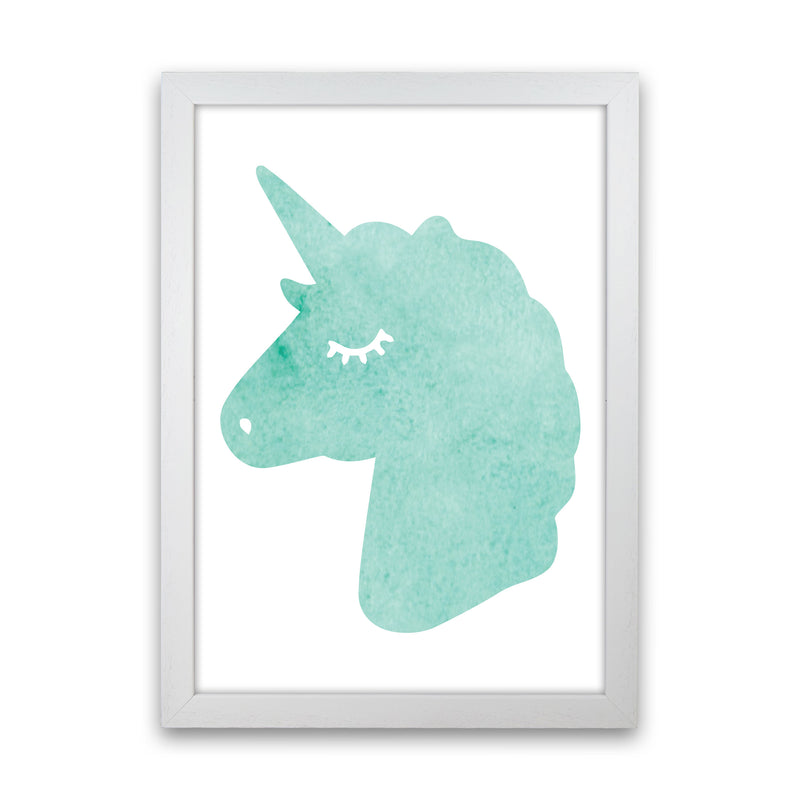 Mint Unicorn Head Modern Print Animal Art Print White Grain