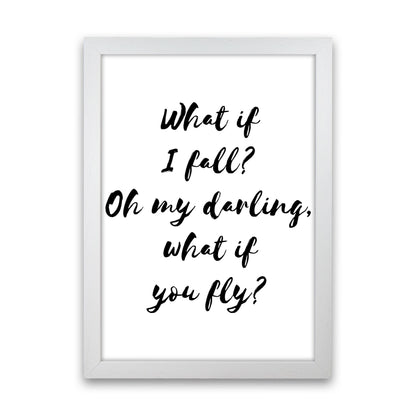 What If I Fall? Black Modern Print White Grain