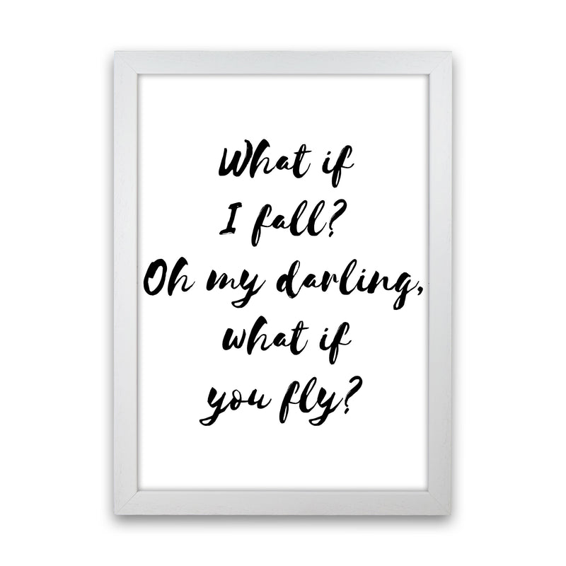 What If I Fall? Black Modern Print White Grain