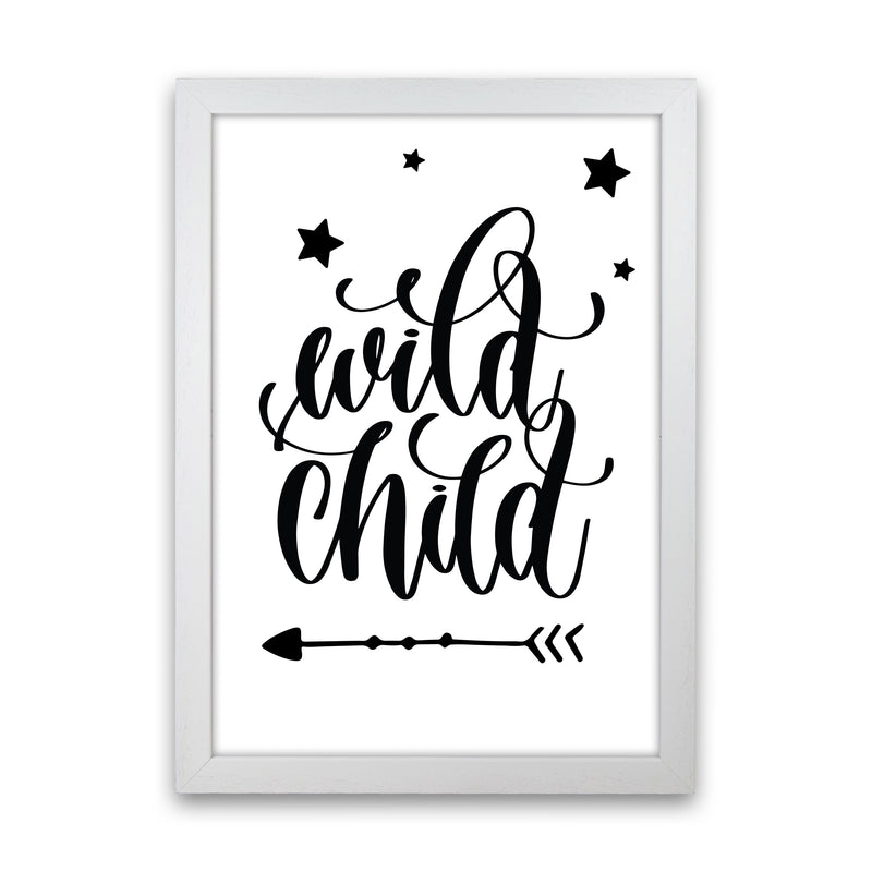 Wild Child Black Framed Nursey Wall Art Print White Grain
