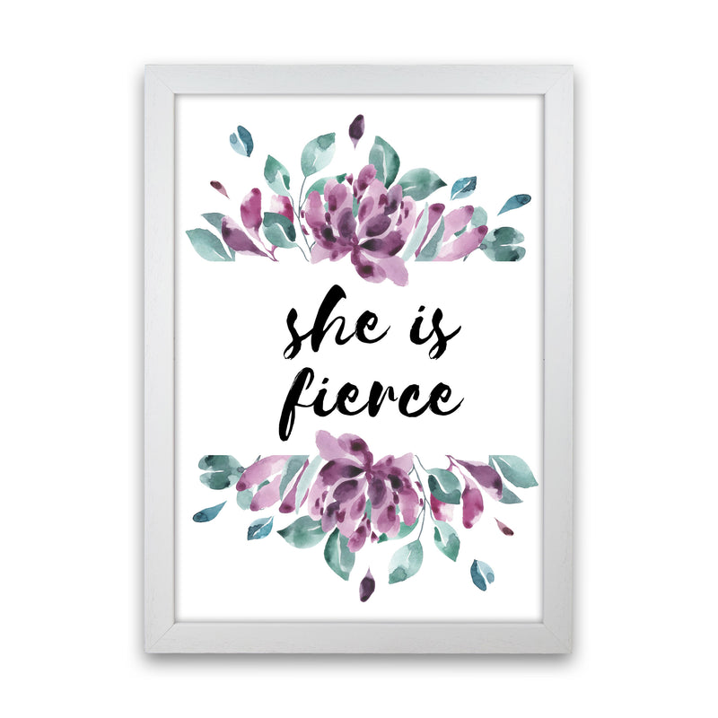 She Is Fierce Purple Floral Modern Print White Grain