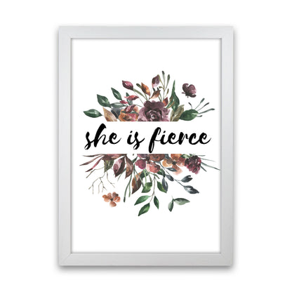 She Is Fierce Mixed Floral Modern Print White Grain