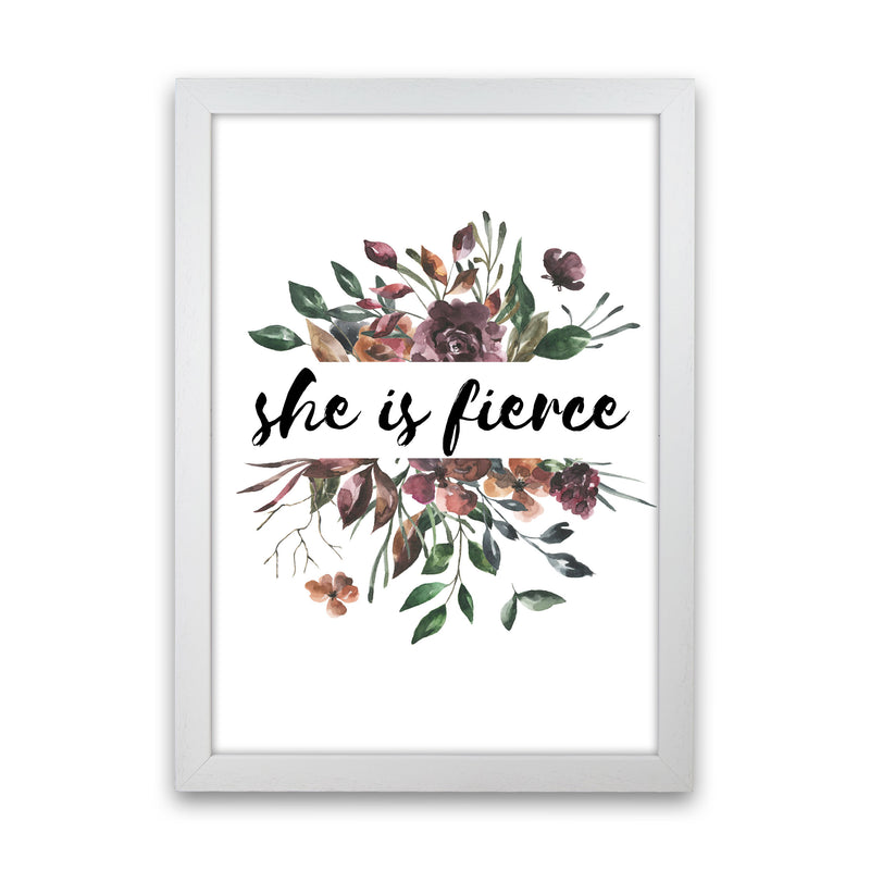 She Is Fierce Mixed Floral Modern Print White Grain